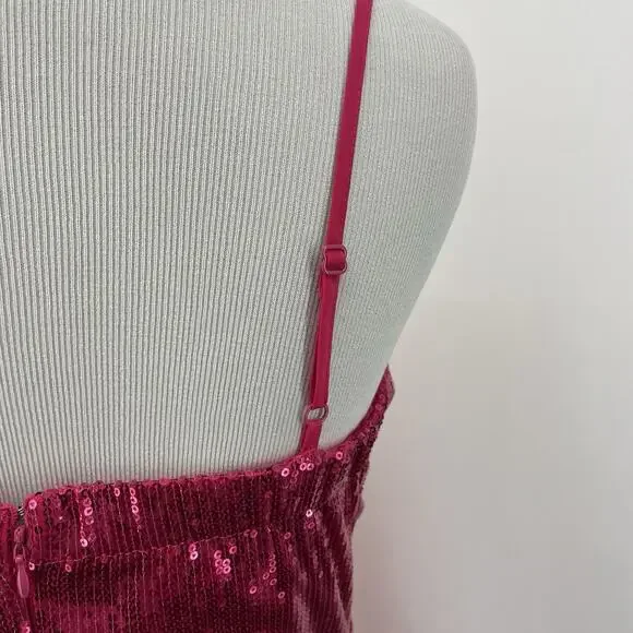 LULUS‎ Size S Glisten Up Sequin Mini Dress Hot Pink Bodycon Cocktail Party bling - Picture 7 of 11